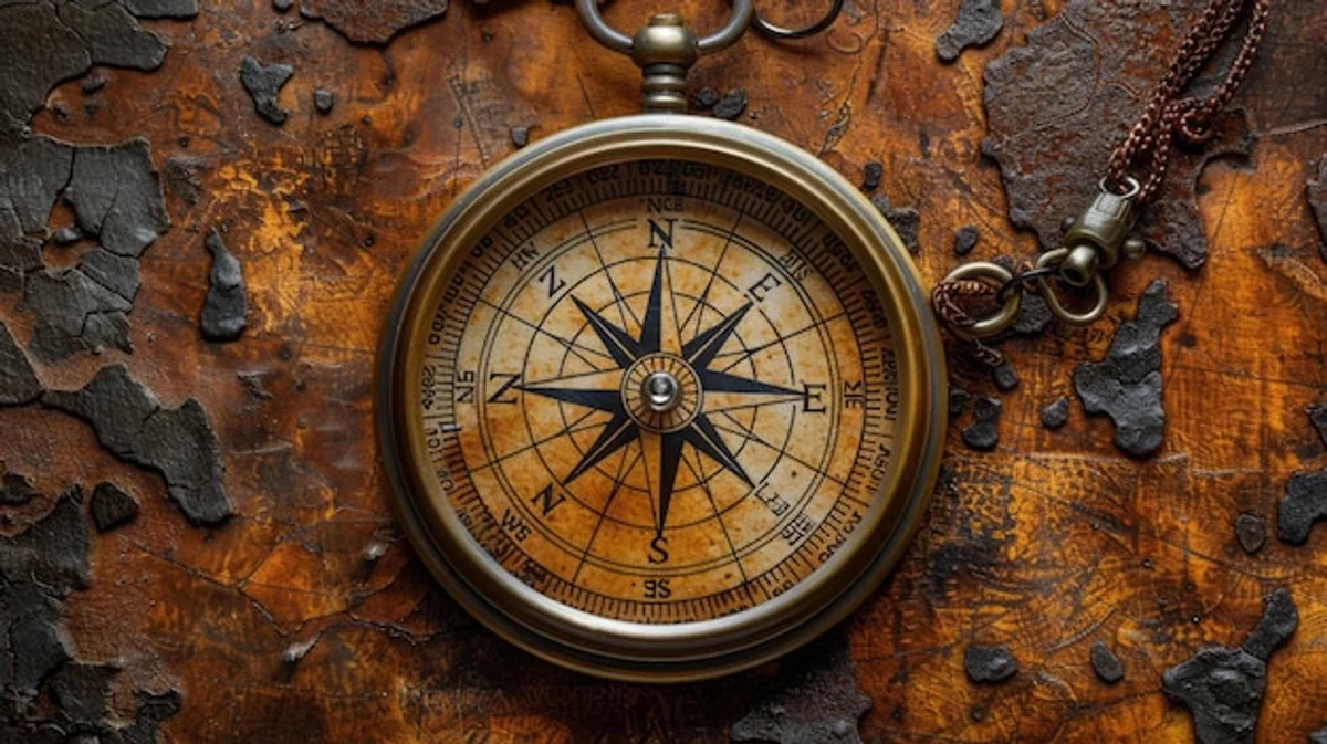 vintage magnetic compass night sky