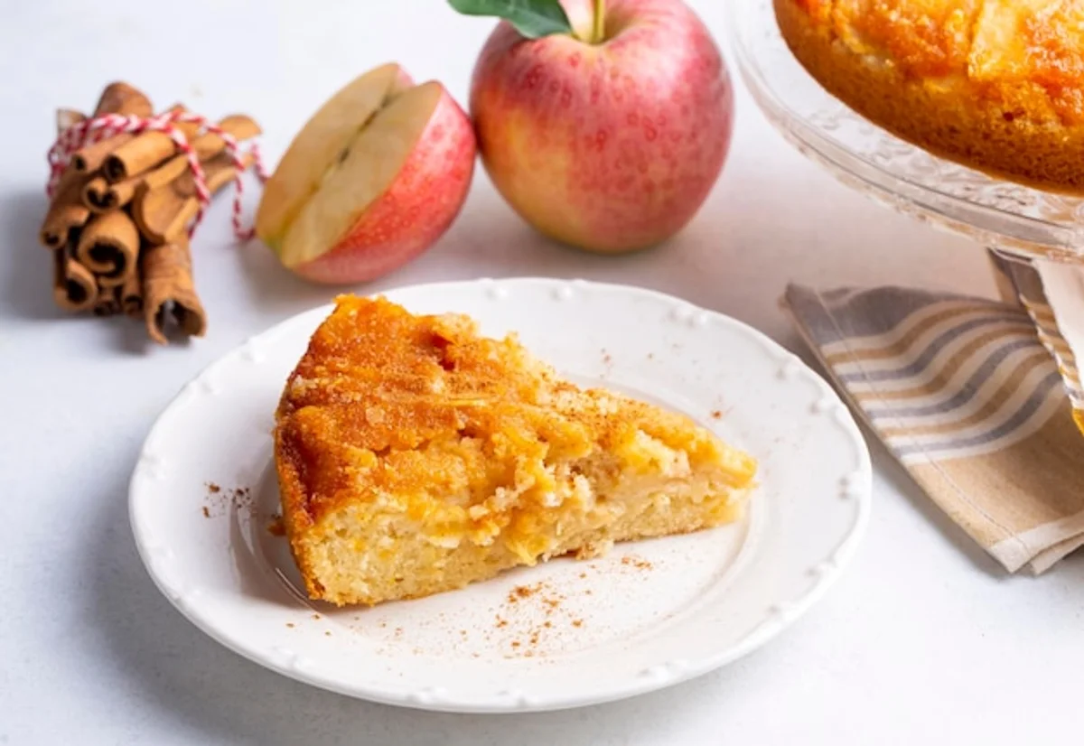 traditional german apple cake close up
