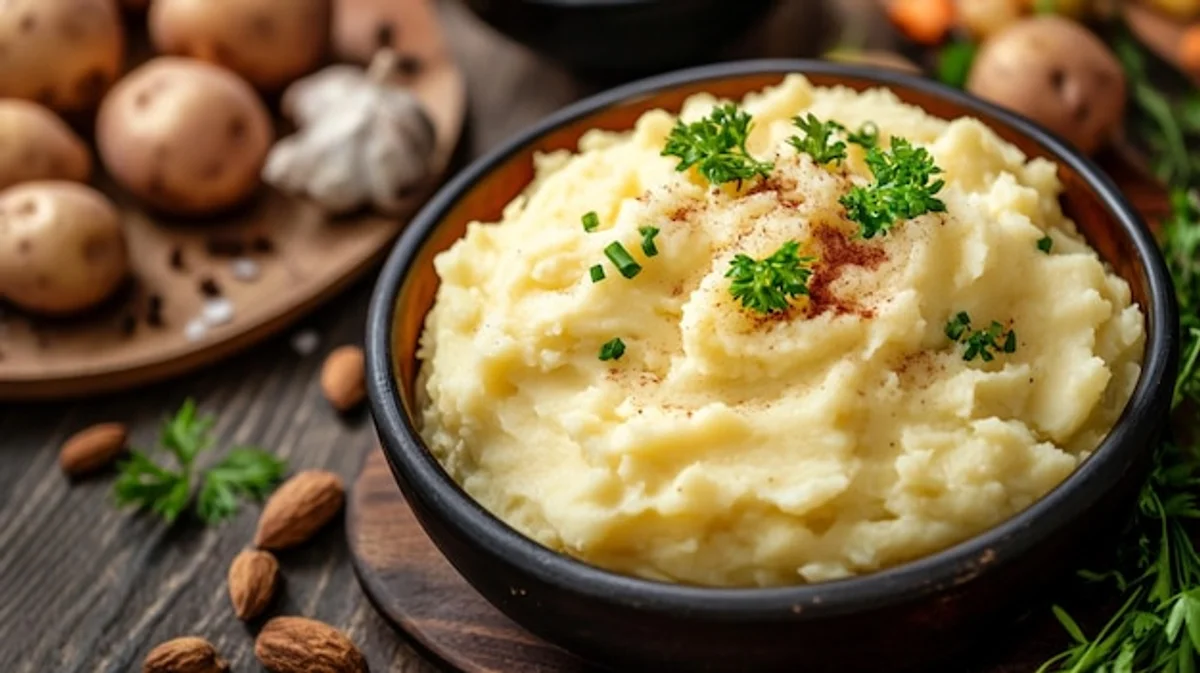 close up mashed potatoes homemade, creamy texture