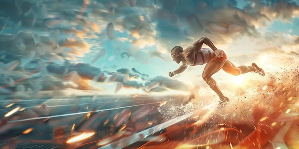 athlete breaking world record moment dynamic