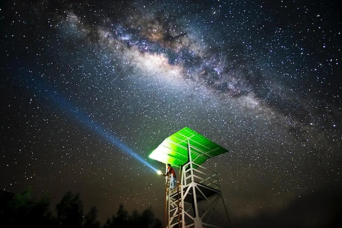 night sky observer looking through telescope Germany