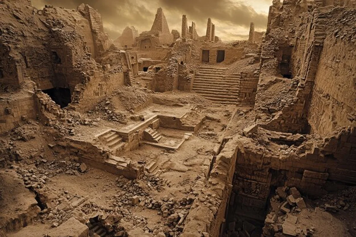 ancient egyptian ruins aerial view dramatic