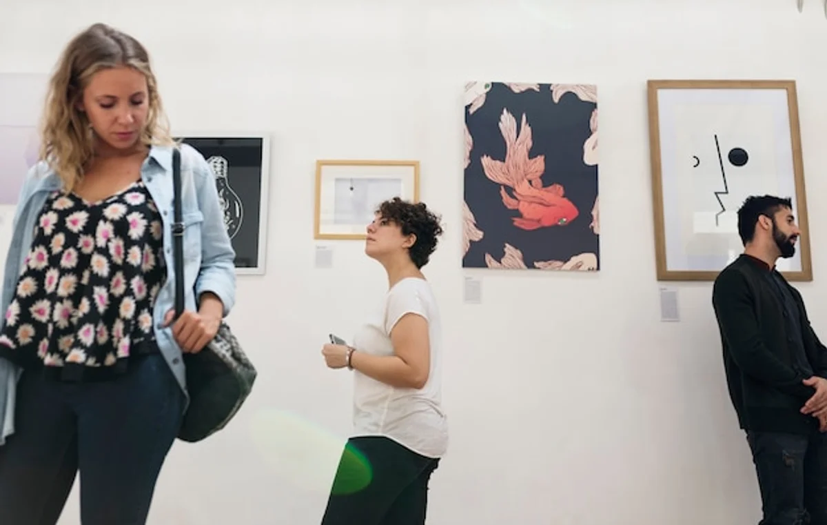 modern minimalist art exhibition Germany people viewing