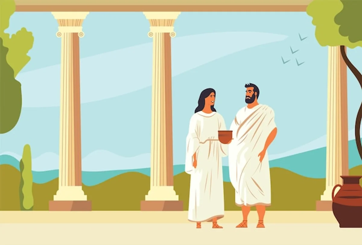 ancient civilization debating myths illustration