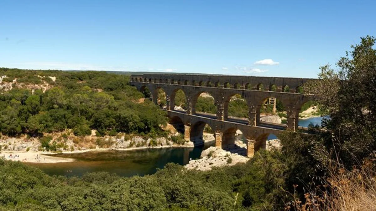 roman aqueducts aerial view europe old construction water channel