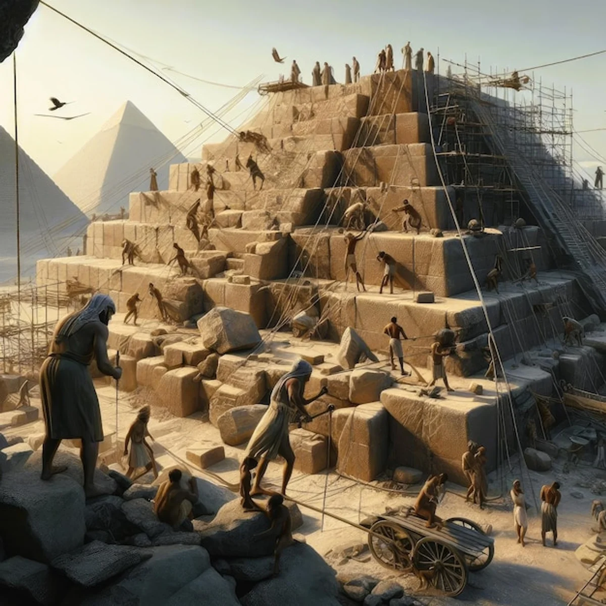 pyramid workers construction site