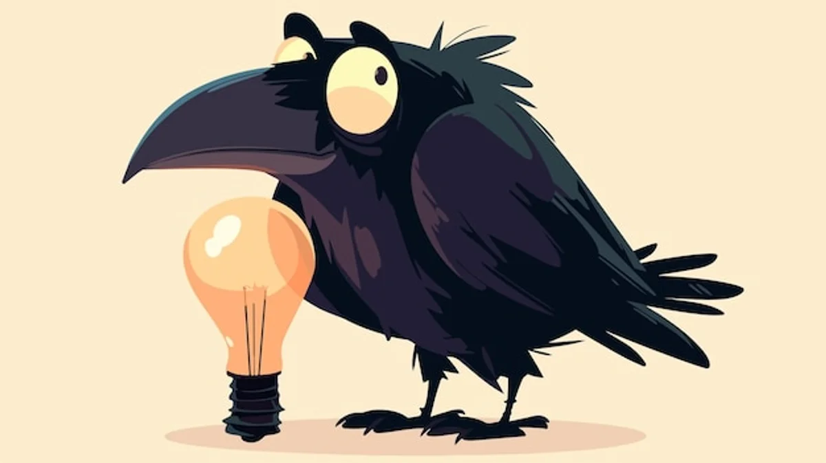 clever crow using tool