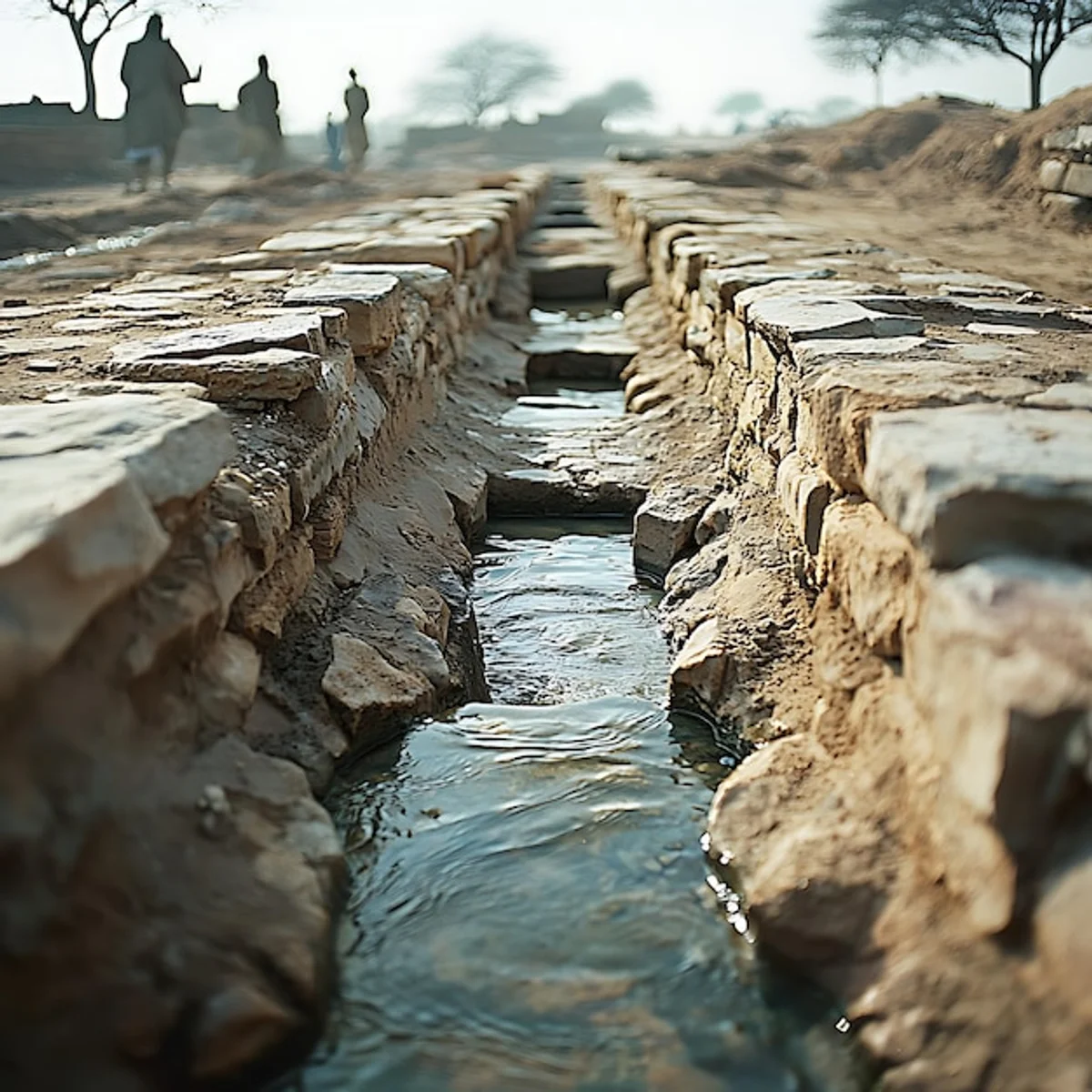 Ancient Indus Valley drainage system detailed close-up
