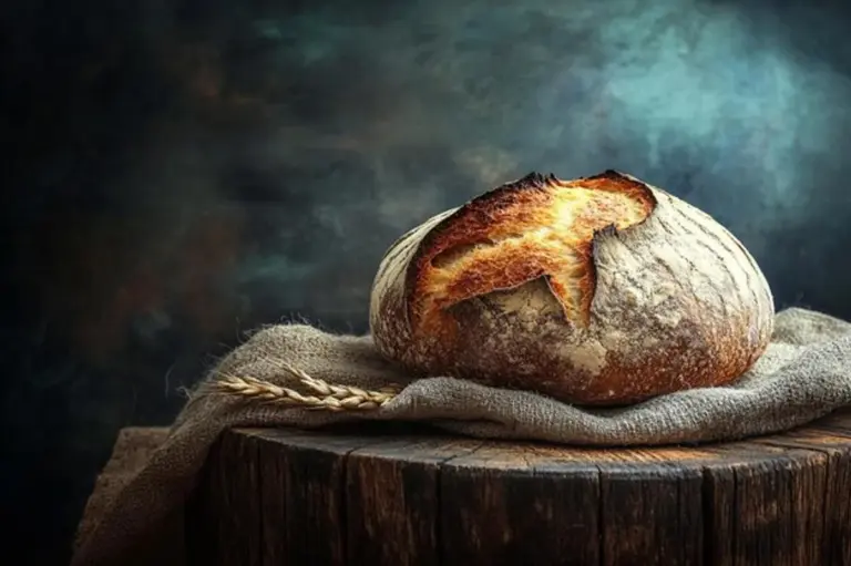 rustic sourdough bread on wooden table