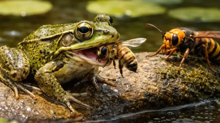 Wie Teichfrösche Wespennestern standhalten und sie sogar fressen